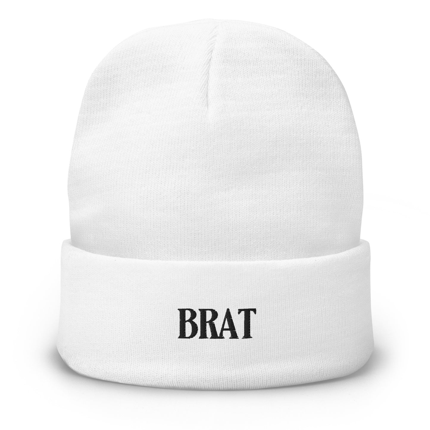BRAT Embroidered Beanie - Black Letters