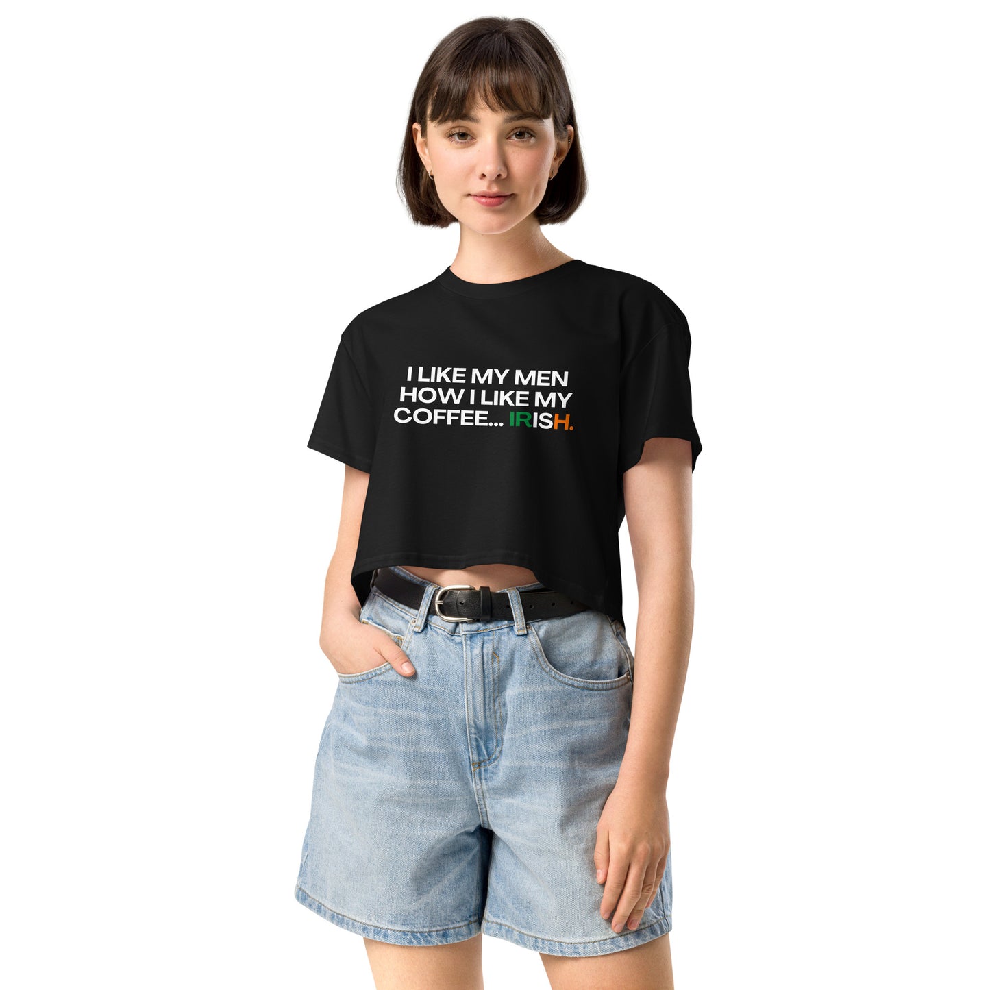 "I Like My Men How I Like My Coffee" Crop Top - Black